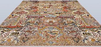 A Kashmar carpet, approx. 391 x 393 cm.
