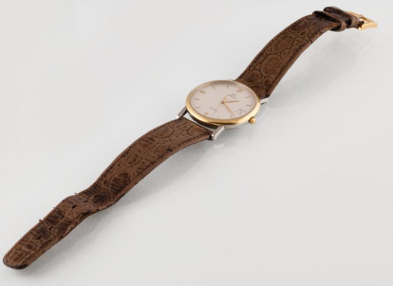 ARMBANDSUR, Omega, Deville, Guld på stål, quartz.