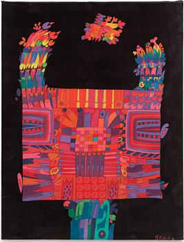 Stig Lindberg, a textile print on velvet, Nordiska Kompaniet, Sweden, 1960's.
