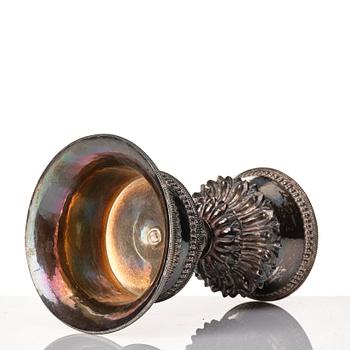Smörlampa, låghaltigt silver. Tibet, 1800-tal.