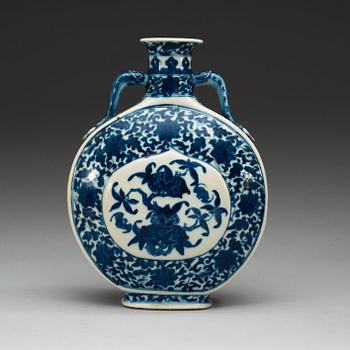 A Chinese blue and white Moonflask, with Qianlong sealmark, presumably Republic.