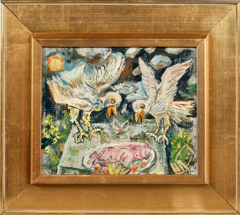 OLLE NORDBERG, olja på pannå, signerad och daterad 65.