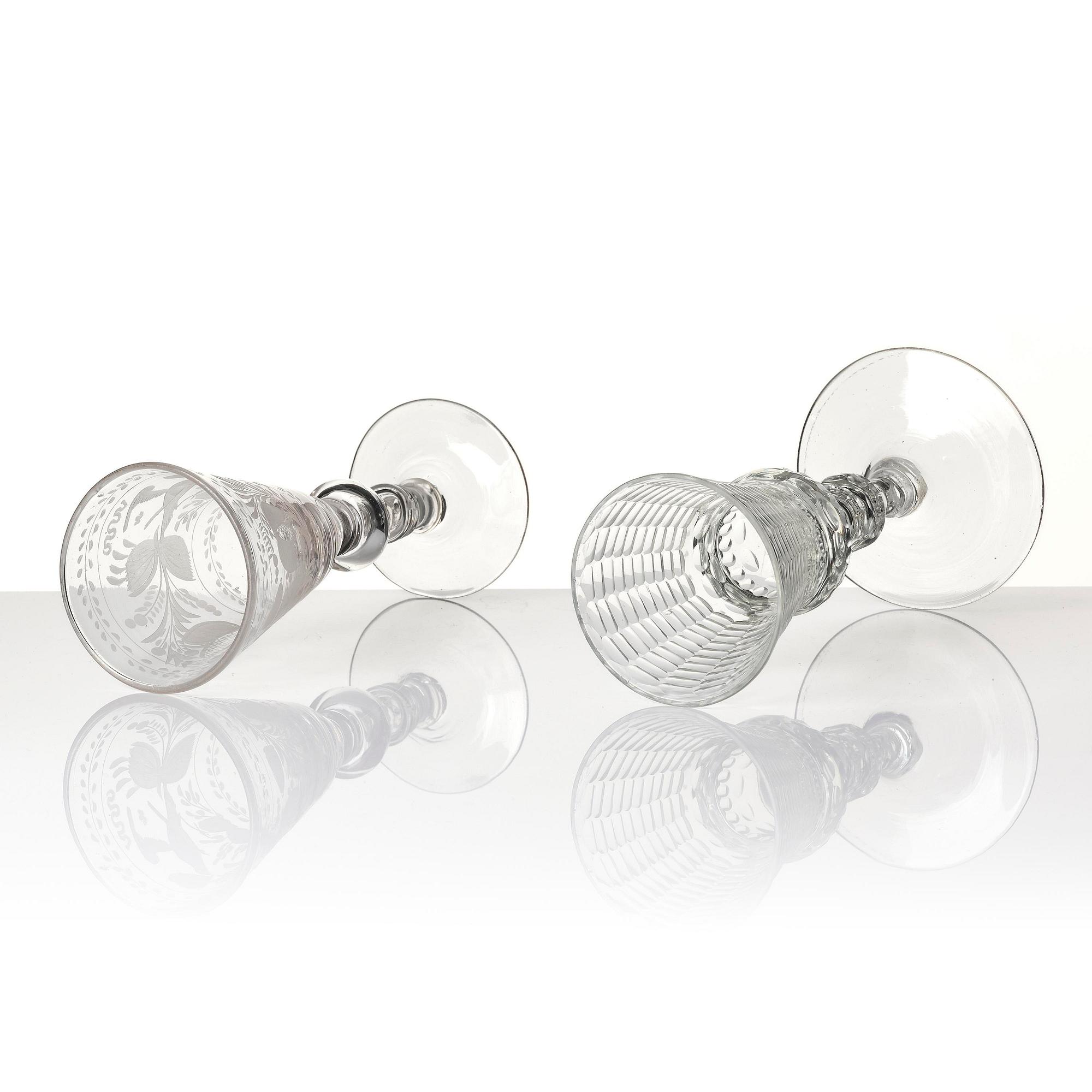 A german cut glass beaker, and a an engraved beaker, 18th century.