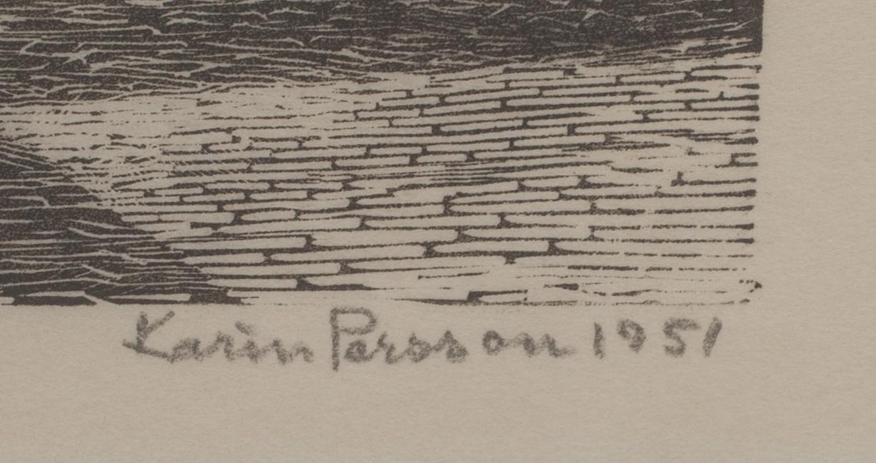 KARIN PERSSON, trägravyr, signerad och daterad 1951.
