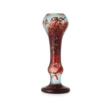 423. A Vallerysthal Art Nouveau etched and enamelled cameo glass vase, Germany ca 1895-1900.