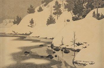 598. Oskar Bergman, Archipelago landscape in winter.