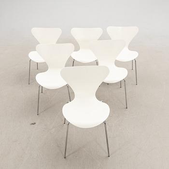 Arne Jacobsen, Chairs 6 pcs, "The Seven" for Fritz Hansen Denmark 1979.