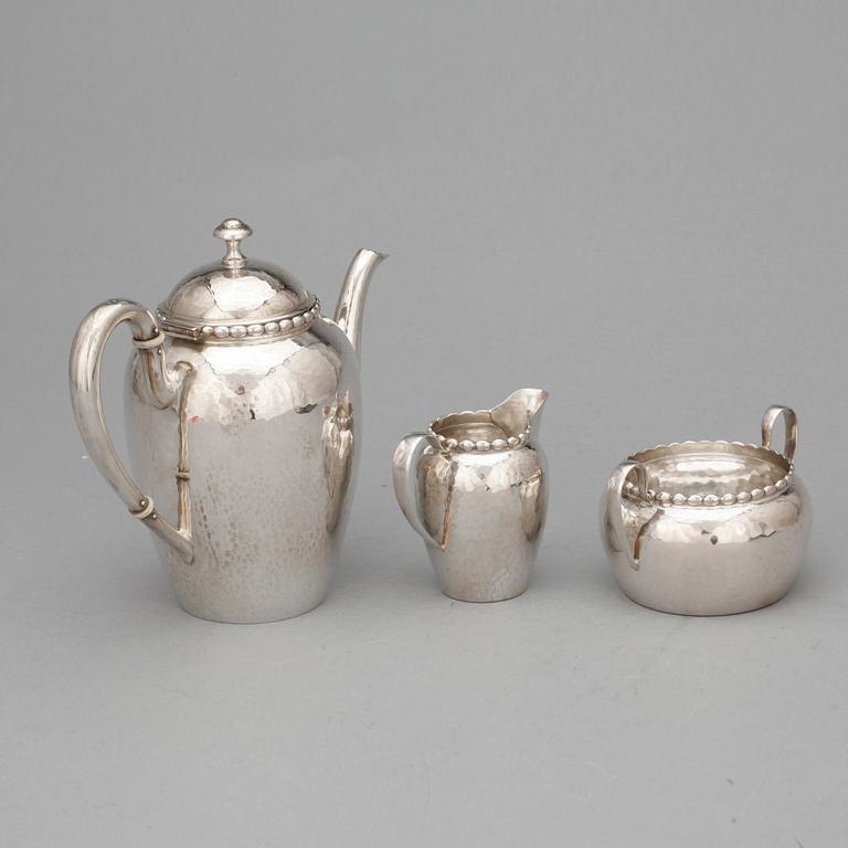 KAFFESERVIS, 3+1 delar, silver, K. Anderson, Stockholm 1918-23. Tot ca 710 gram.