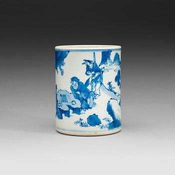519. A finely painted brush pot, Qing dynasty, Kangxi (1662-1772).