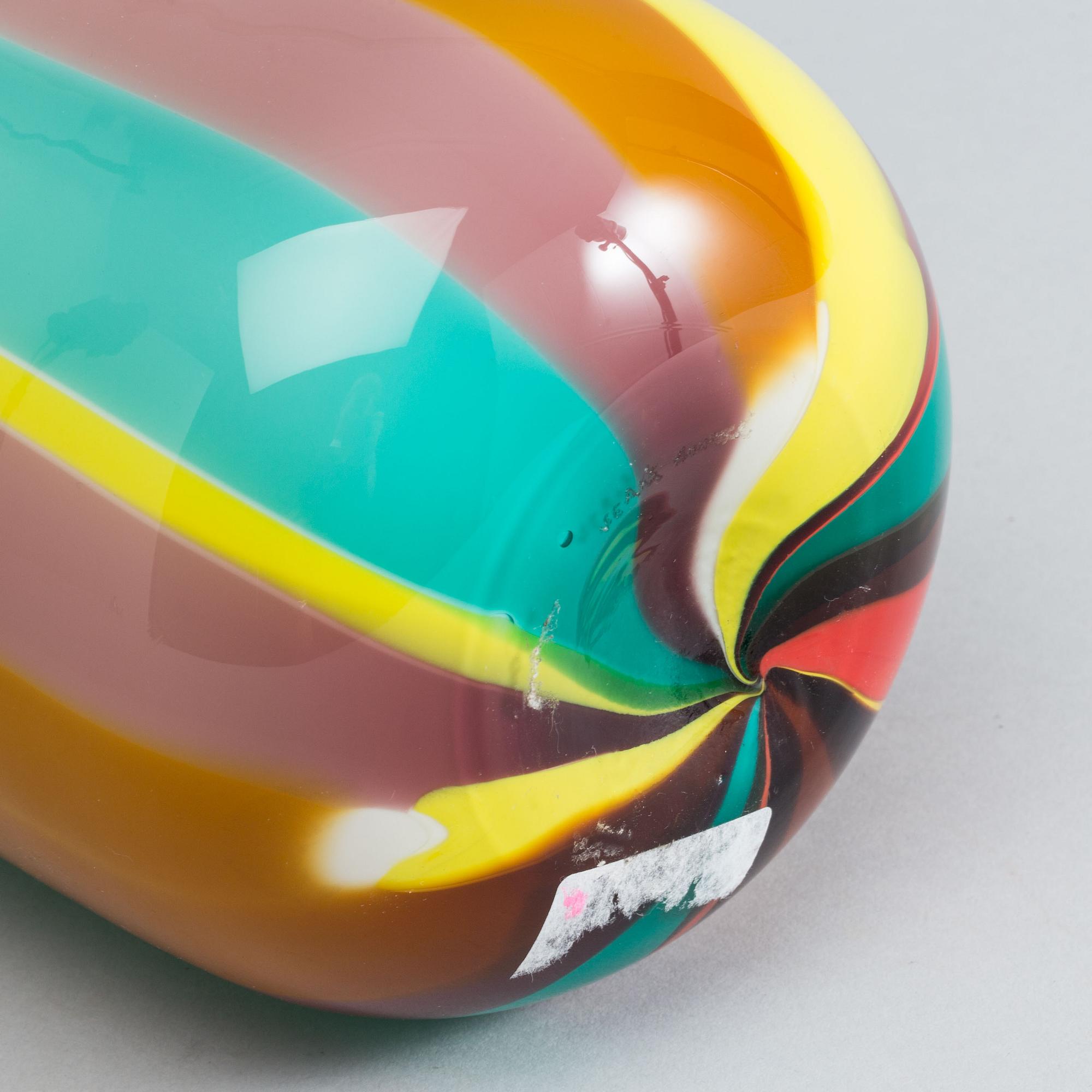A 1970's Toni Zuccherie  Veart glass vase.