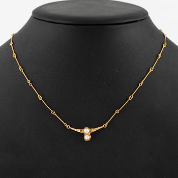Björn Weckström, "cheek to cheek" necklace 18K gold with pearls. Lapponia 1992.