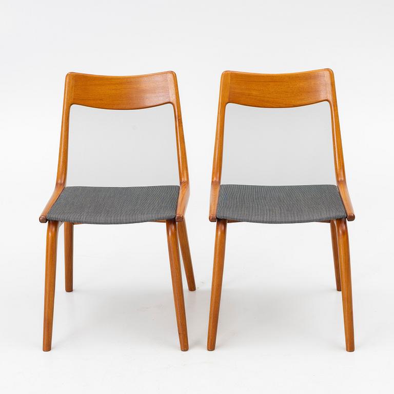 Niels Otto Møller, Alfred Christensen, six "Boomerang/370" chairs, Slagelse, Denmark, 1960s.