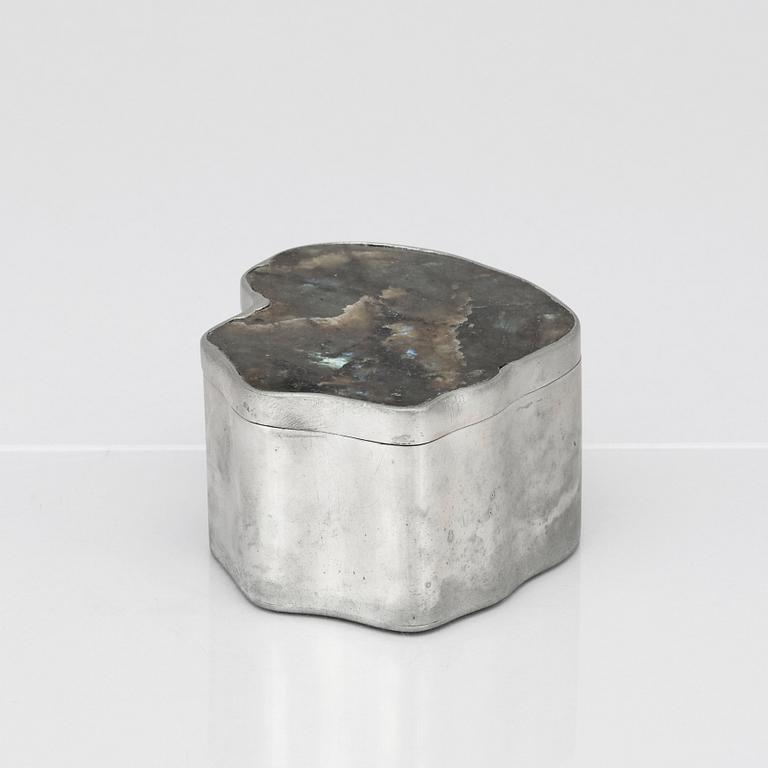 Estrid Ericson, a pewter lidded box with labradorite, Svenskt Tenn, Stockholm 1974.