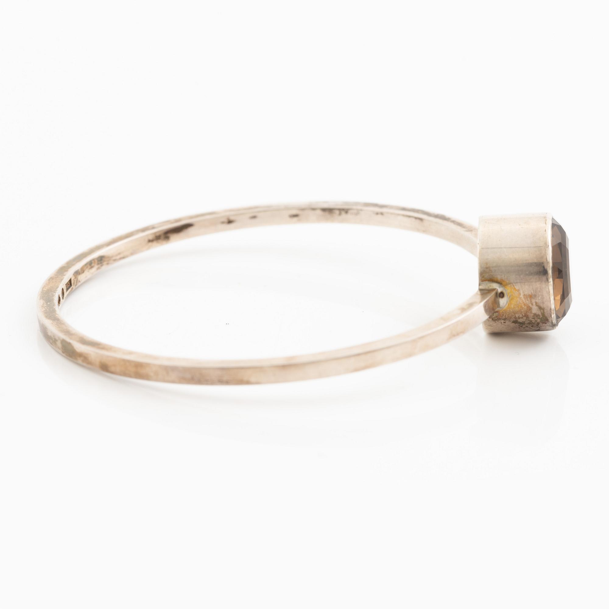Karl-Ingemar Johansson, a bracelet, silver with faceted smoky quartz, Gothenburg 1965.