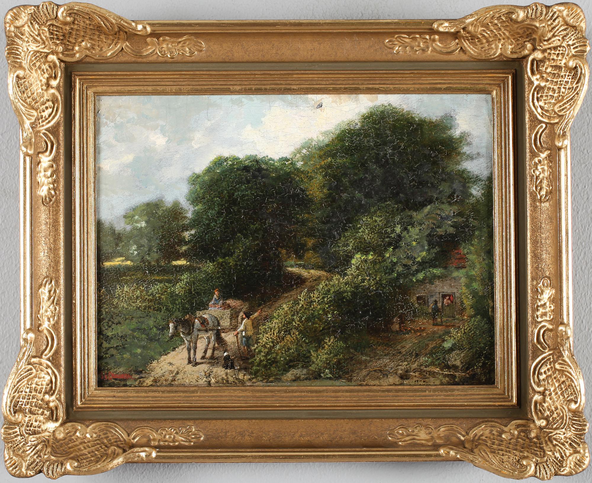 OKÄND KONSTNÄR, olja på pannå, England, otydligt signerad, omkring år 1900.
