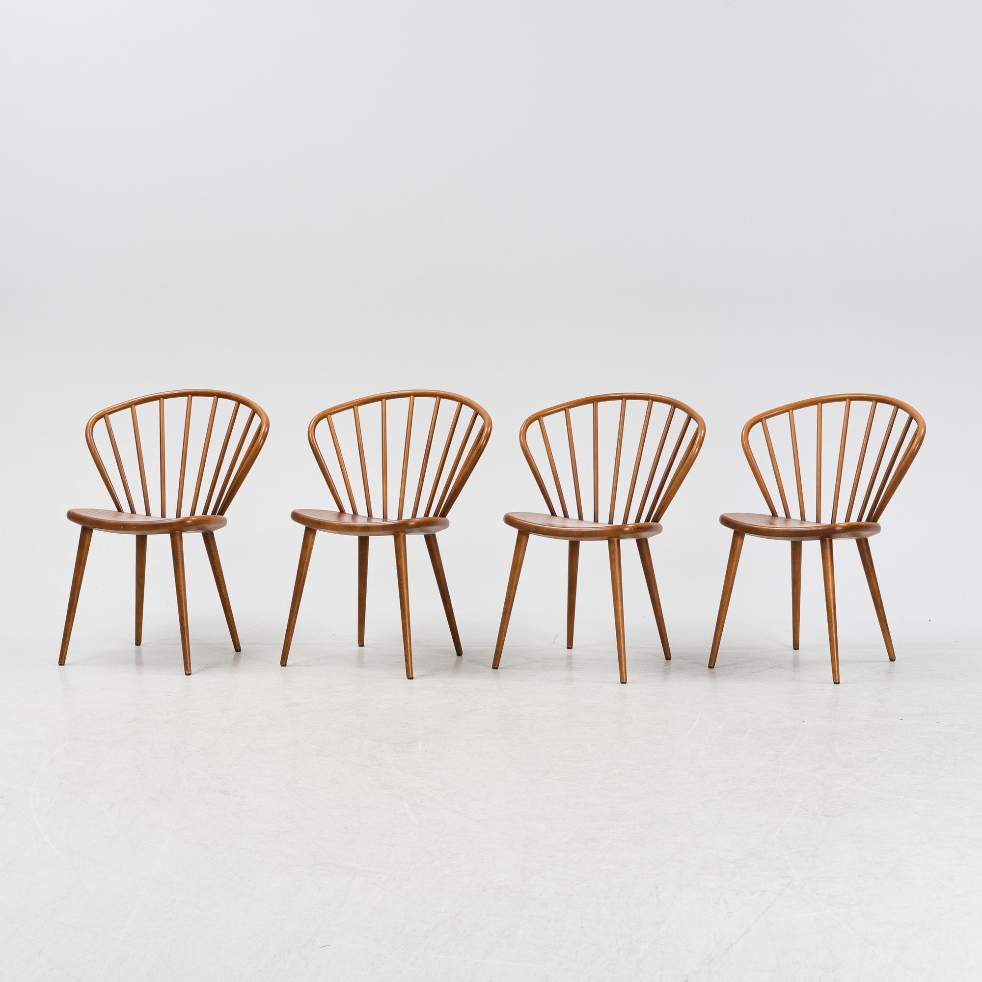 A set of four stained oak 'Miss Holly' chairs by Jonas Lindvall for Stolab, dated 2019.