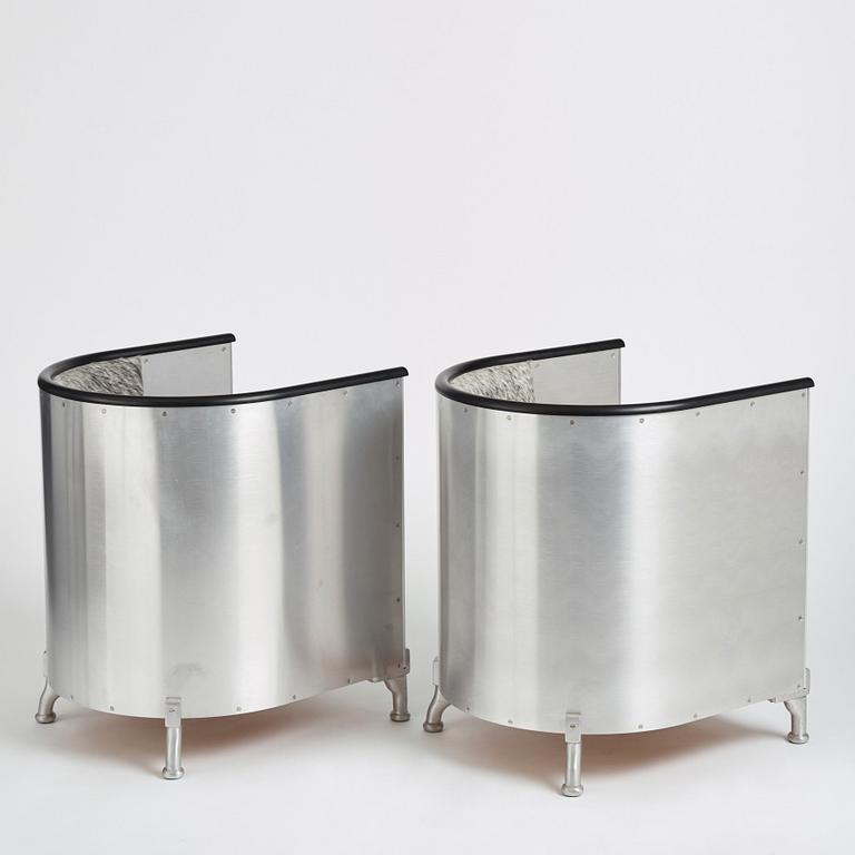 Mats Theselius, fåtöljer, ett par, "Aluminiumfåtölj", Källemo, Värnamo.