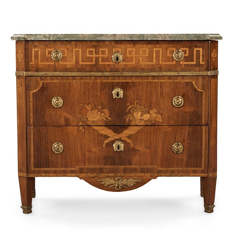 A Gustavian late 18th century commode by G Foltiern, not signed.