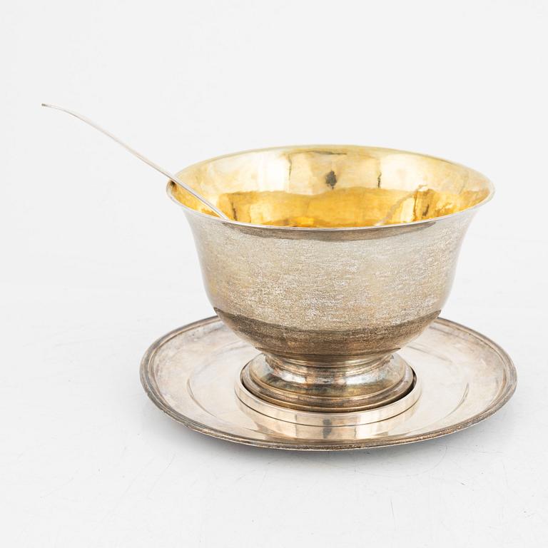 A Swedish silver bowl and a sauce spoon, including Johan Petter Grönvall, Stockholm 1818-19.