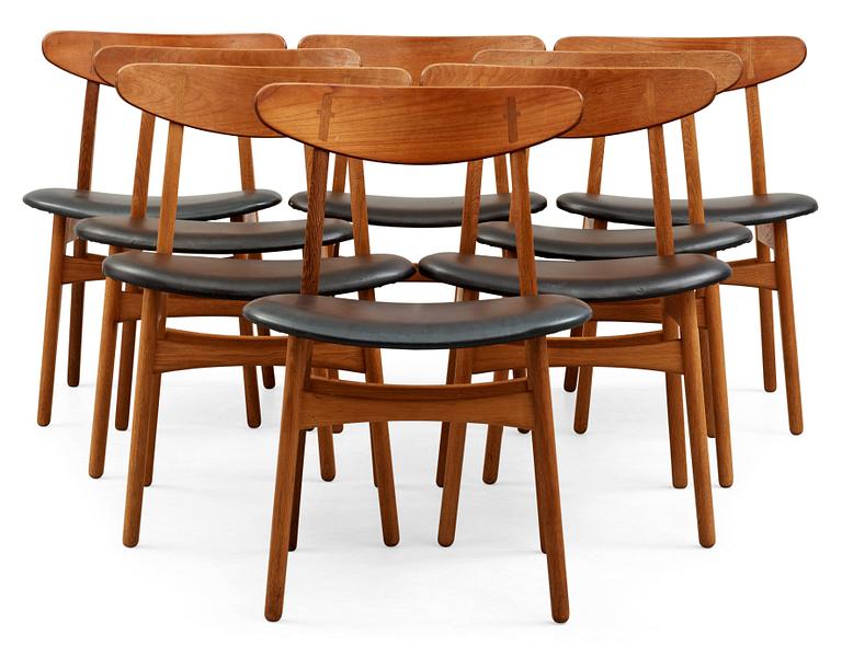 A set of eight Hans J Wegner 'CH-30' teak and oak chairs, by Carl Hansen & Son, Denmark 1950's-60's.