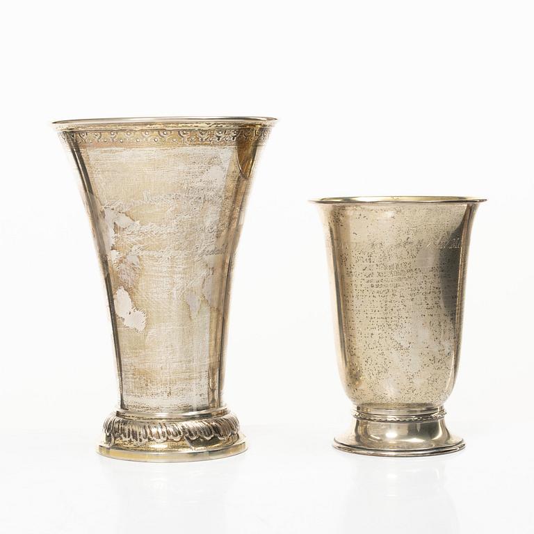 Eleven silver beakers, including marks of K Anderson, CG Hallberg, Eric Löfman for KG Markström, etc.