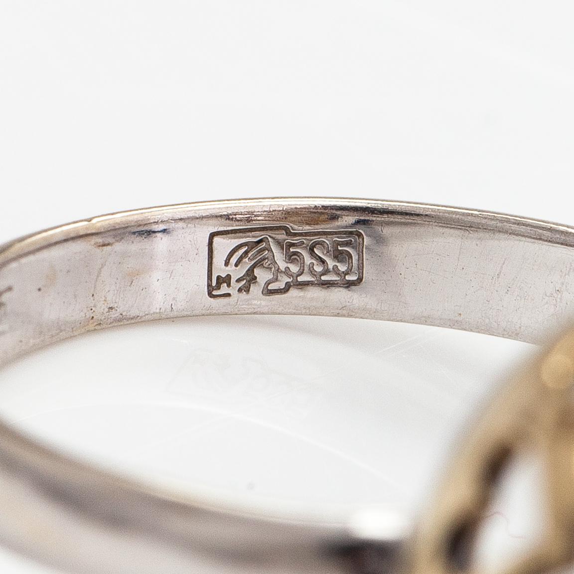 Ring, 14K guld, diamanter ca 0.012 ct tot. Moskva.