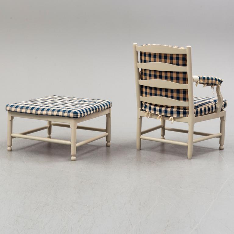 FÅTÖLJ med FOTPALL, "Medevi brunn" ur IKEAs 1700-talsserie, 1990-tal.