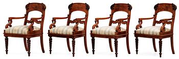 A set of Russian/Baltic late Empire 19th century four armchairs and six chairs.