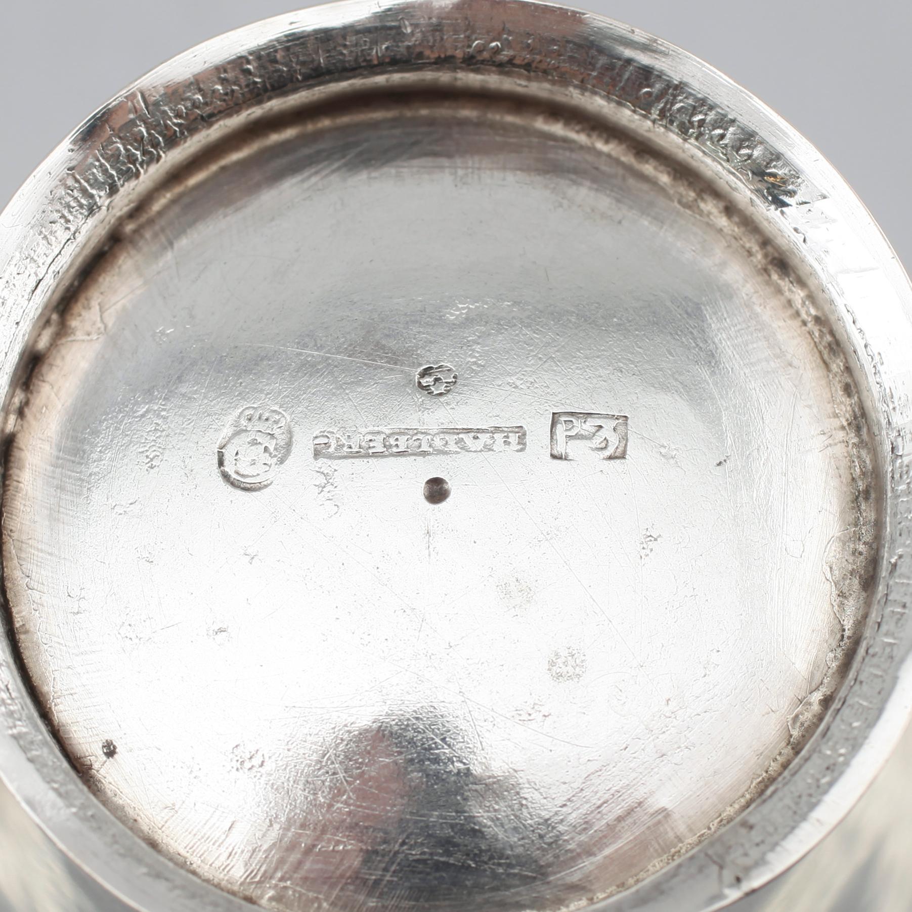 BÄGARE, silver, Andreas Hallberg, Kristianstad 1821. Vikt ca 96 g.