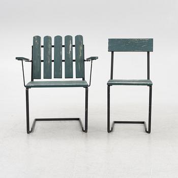 A garden table with five chairs, Grythyttan, Sweden, second half of the 20th century.