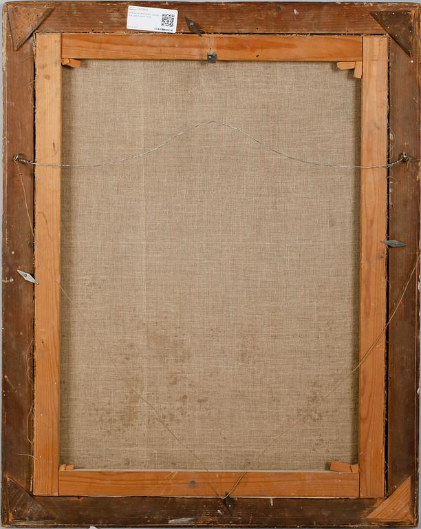 OKÄND KONSTNÄR, olja på duk, uppfodrad, antik.