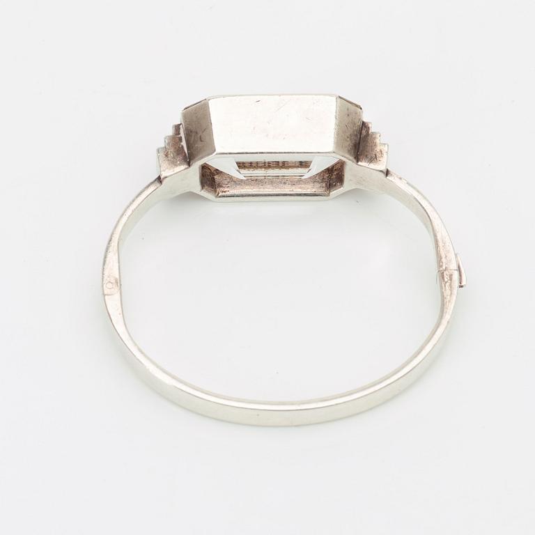 Wiwen Nilsson, armring, Lund 1934, sterling och bergkristall.