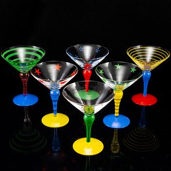 ANNE NILSSON, cocktail/martiniglas, 6 st, glas, "Clown", Orrefors.