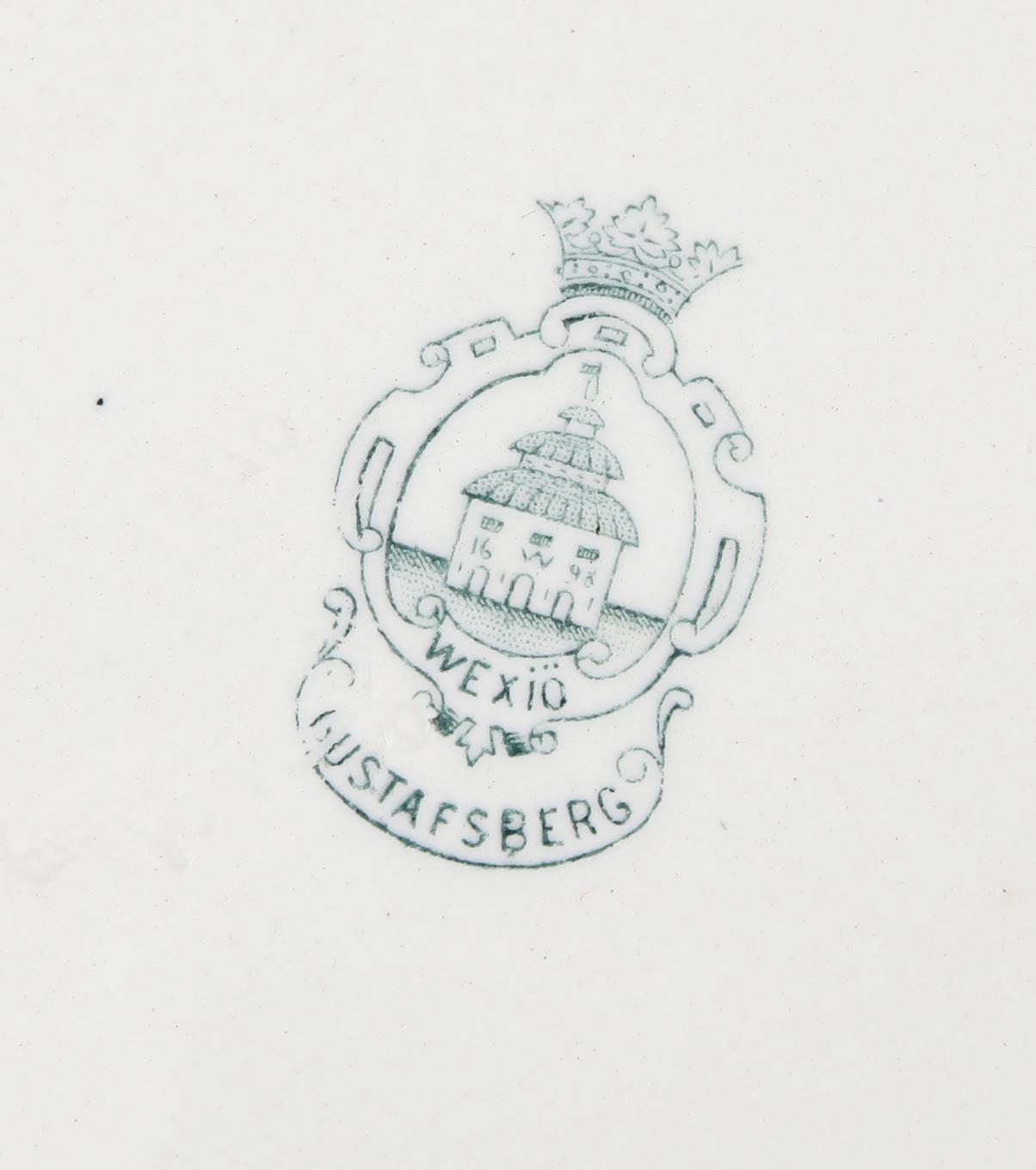 MATSERVIS, 76 delar, flintgods, Wexiö Guld, Arvid Ekberg, Gustafsberg, omkring år 1900.