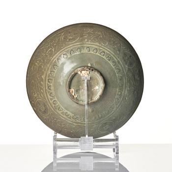 Two inlaid celadon stoneware bowls, Korea, Goryeo dynasty (13th century).