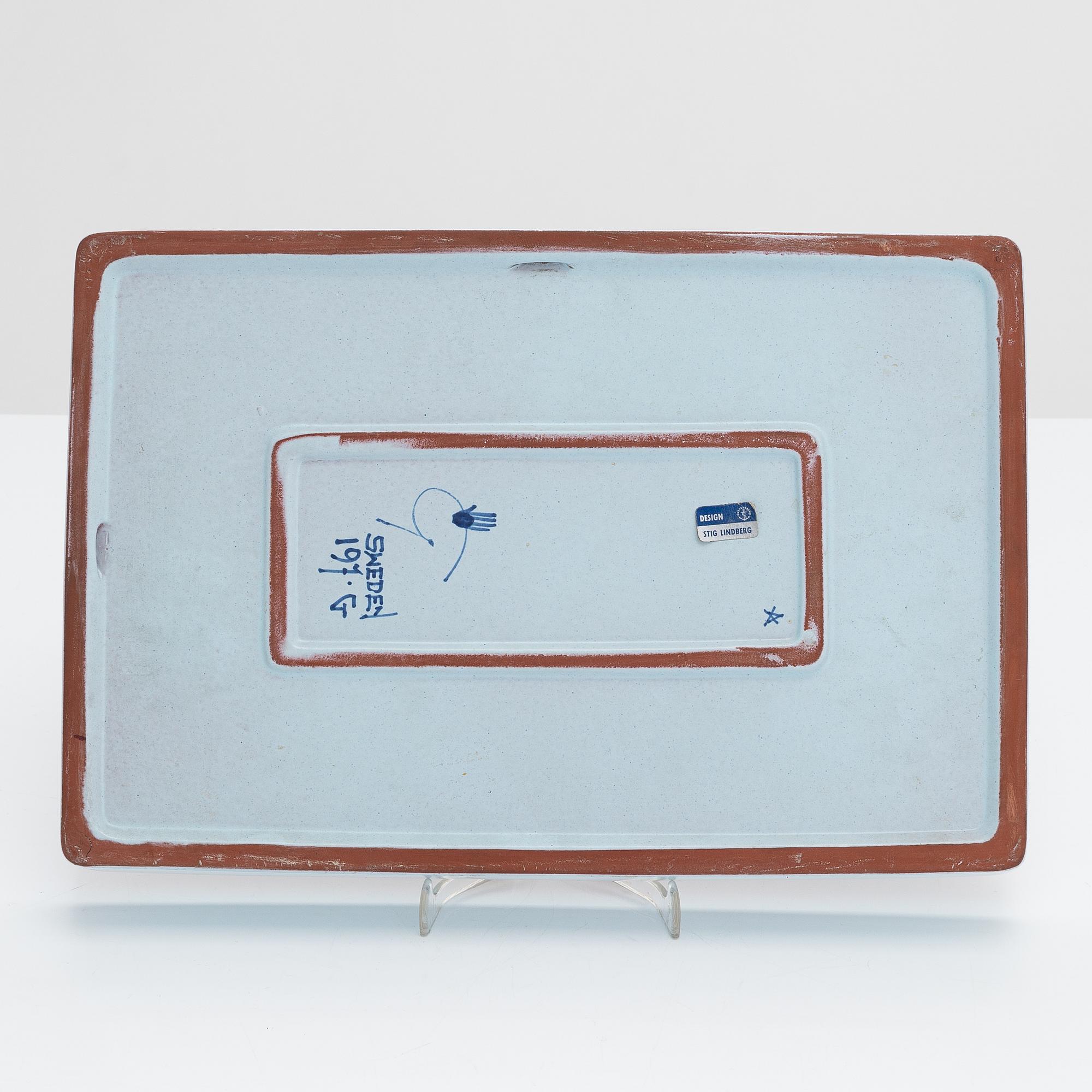 A faience dish 'Karneval' by Stig Lindberg, Gustavsberg, Sweden.