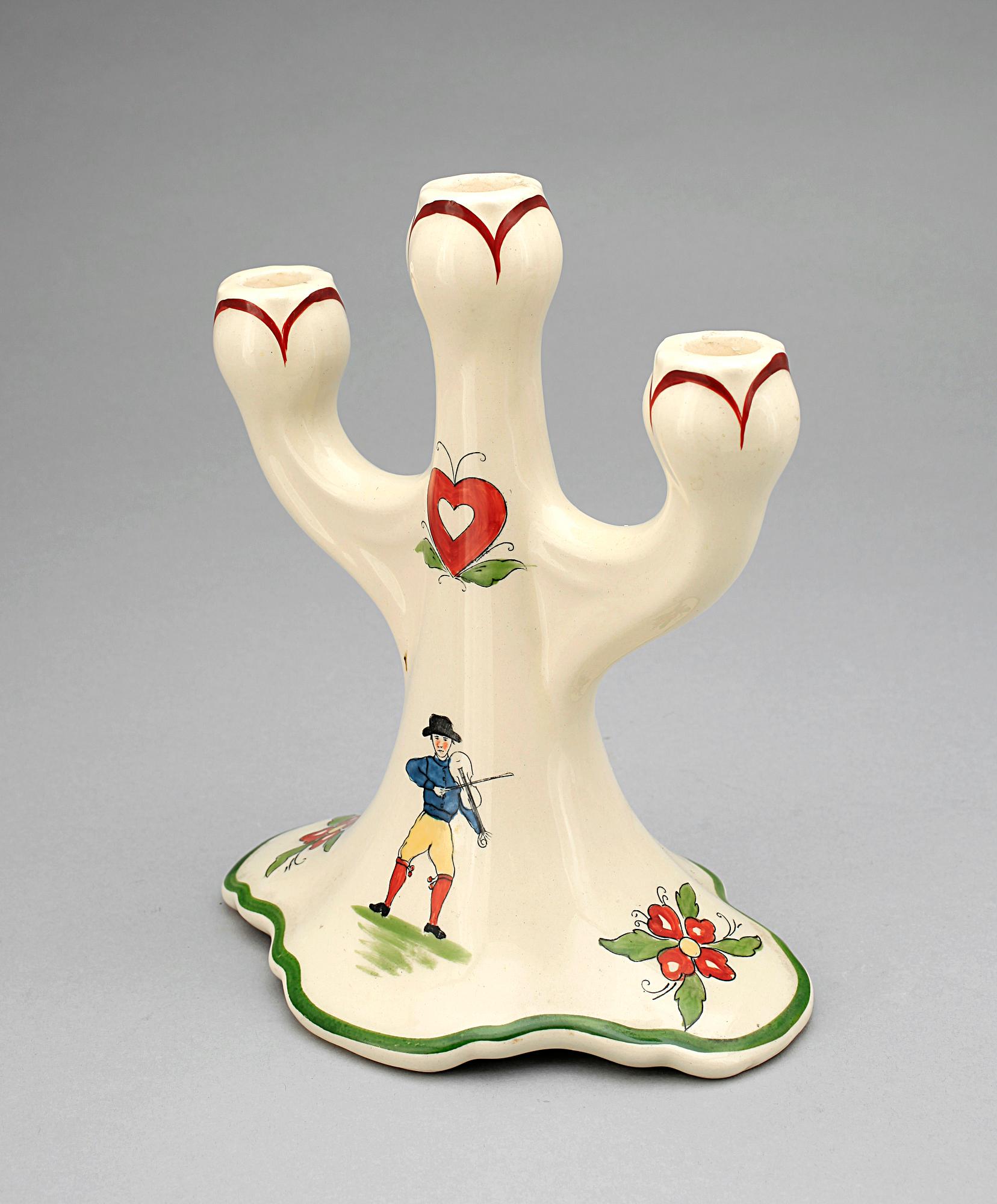 KANDELABER, flintgods, Daldansen, Rörstrand, 1900-talets början.