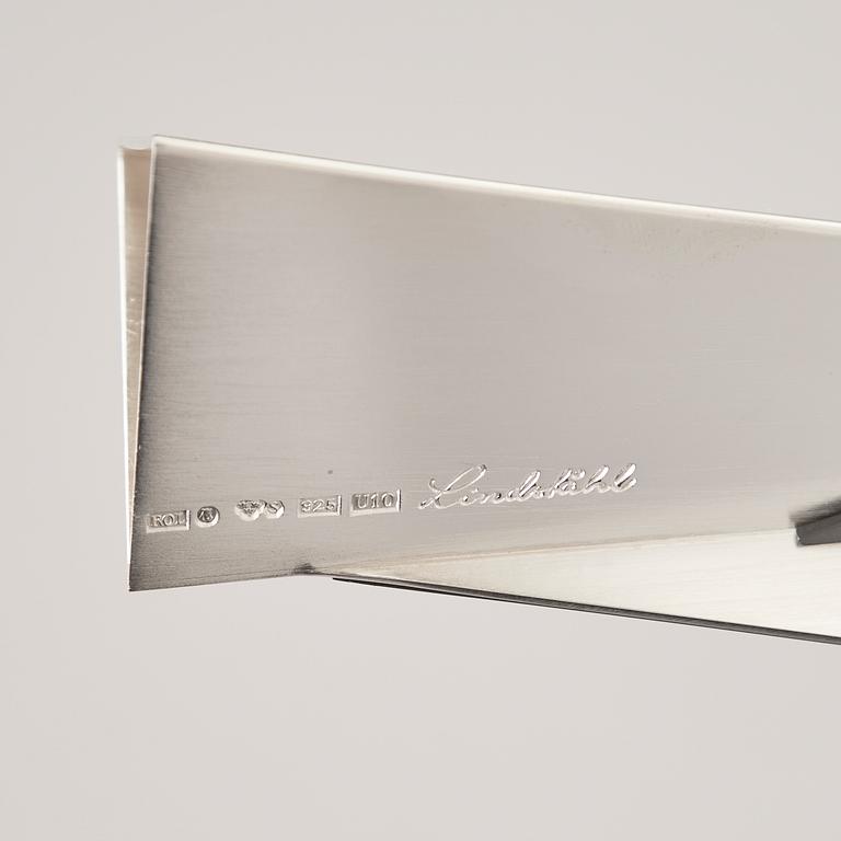A sterling silver and blued steel vase, mark of Rolf Lindståhl,  Stockholm 1994.