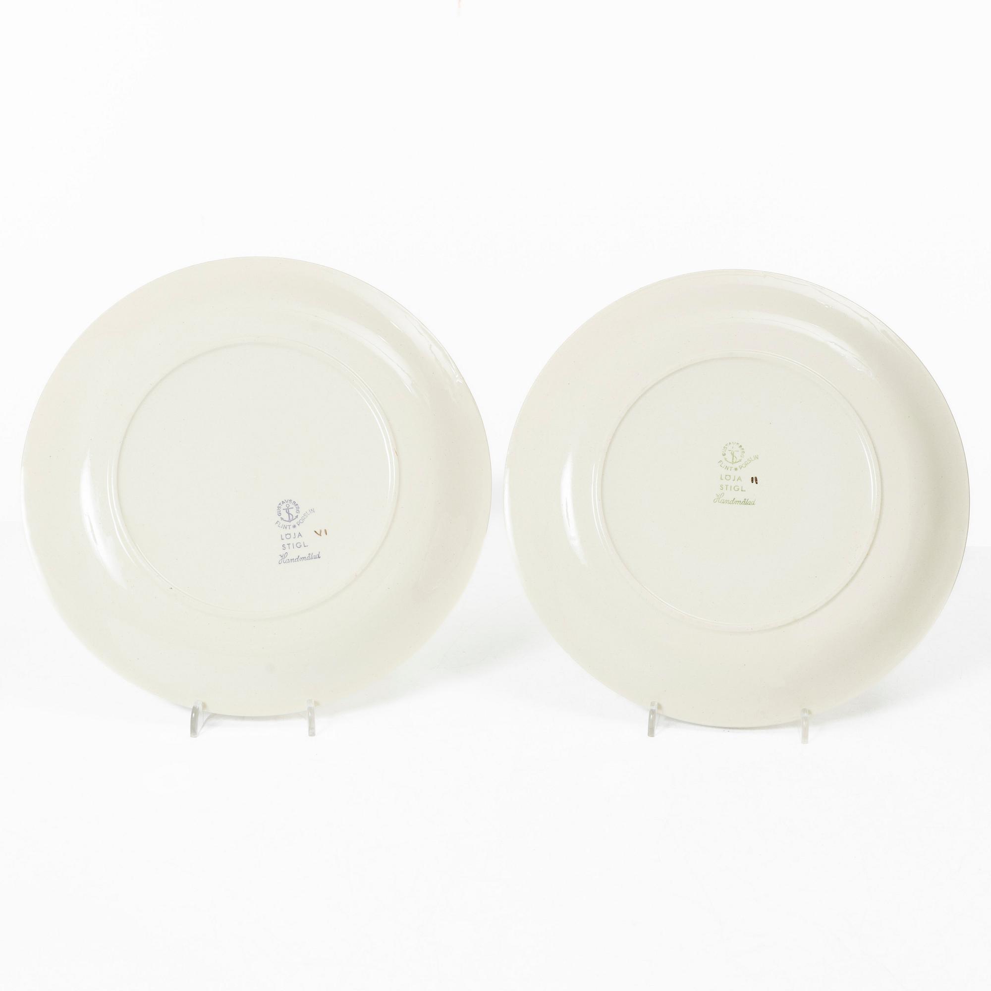 Stig Lindberg, four creamware plates, 'Löja', Gustavsberg, Sweden.