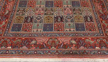 A Moud part silk carpet, 298 x 199 cm.