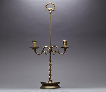 KANDELABER, allmoge, mässing, 1800-talets andra hälft.