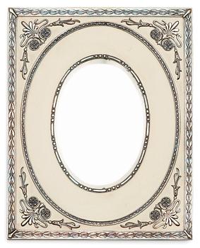A Swedish 20th century silver and opaque enamel photo-frame, marks of W.A. Bolin, Stockholm 1919.