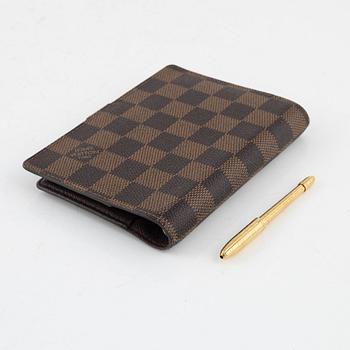 Louis Vuitton, a Damier ebene 'Ring Agenda Holder' and pen.