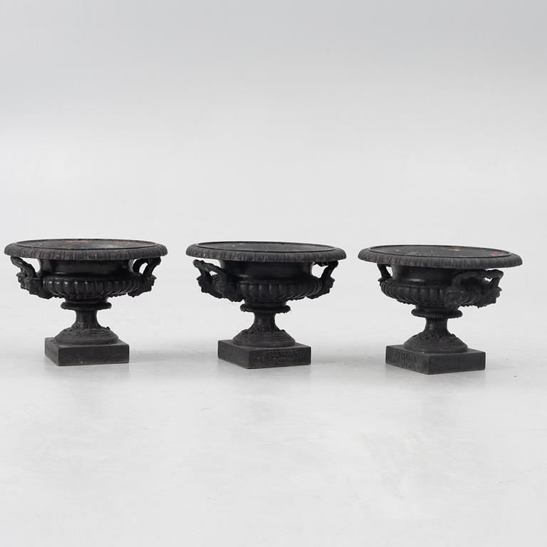 Garden urns, 3 pcs, No. 3, Husqvarna, circa 1900.
