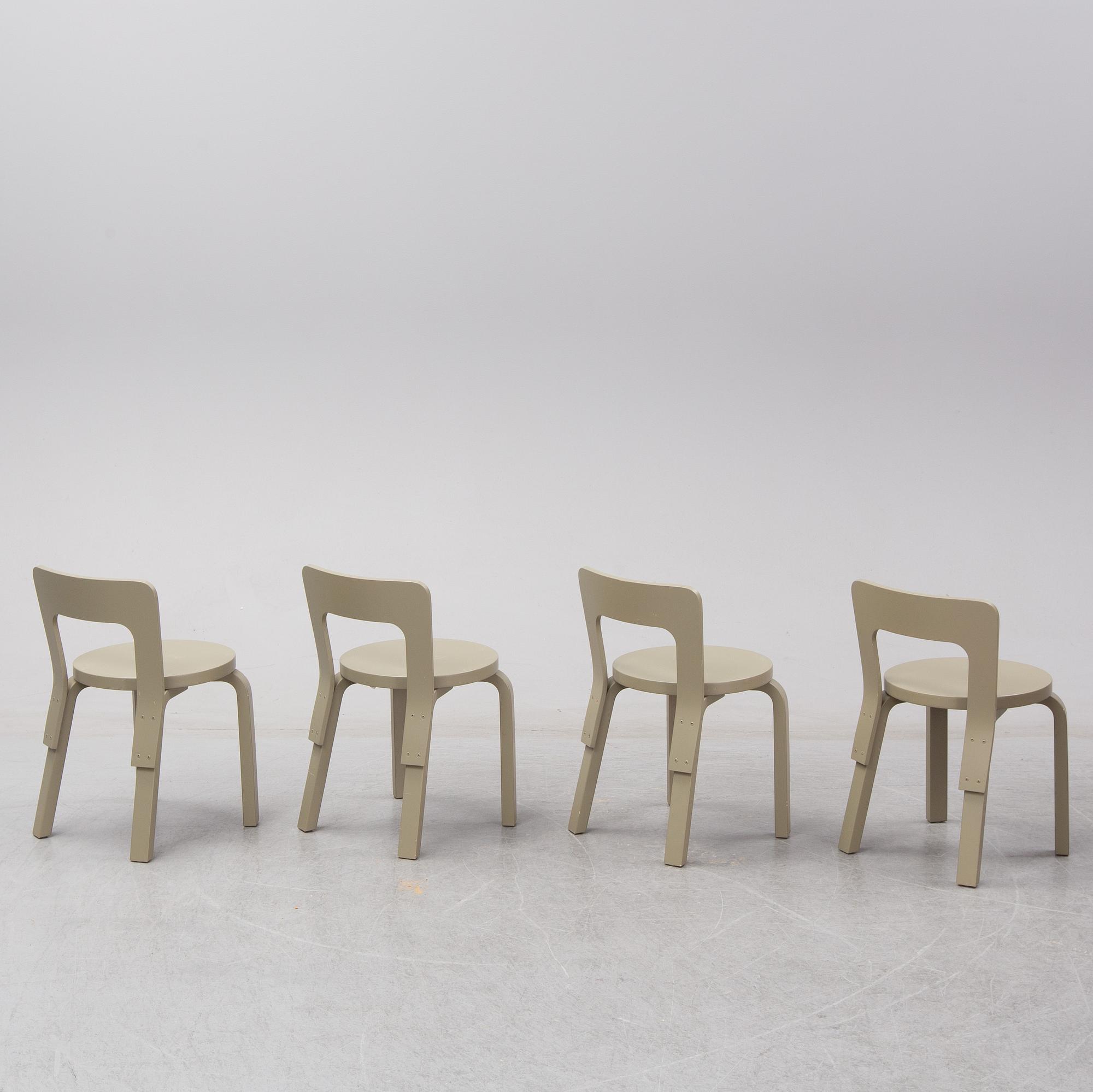 Alvar Aalto/ Note Design Studio, a set of four childen's chairs, Artek, Finland  2017.