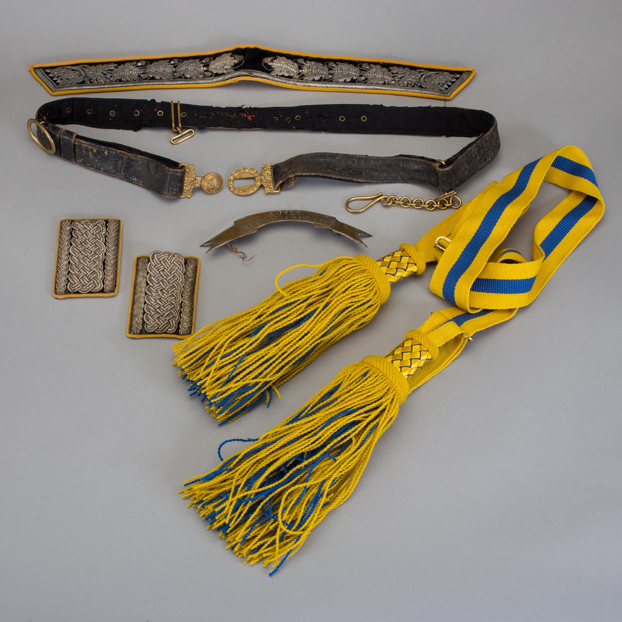 PARTI MILITARIA, 6 delar, Sverige, 1800-tal.