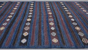 Barbro Nilsson, A CARPET, "Blåbär, mörk", flat weave, ca 275,5 x 142,5 cm, signed AB MMF BN.