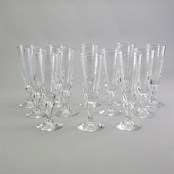 A set of 12 Champagne glass "Antik" Reijmyre second half of the 20th century.