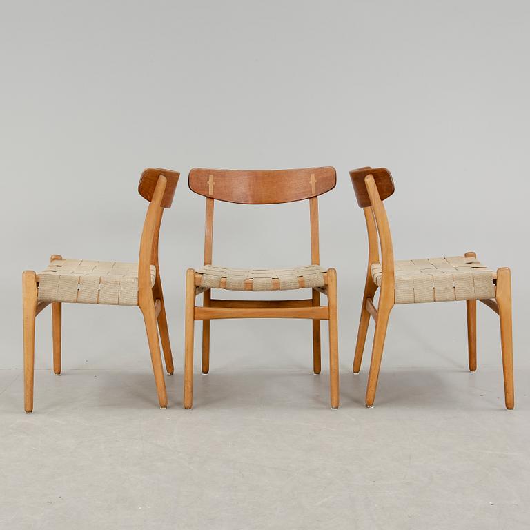 STOLAR, 3 st, Hans J Wegner, "Spisestolen", CH-23, Carl Hansen & Son, Danmark.