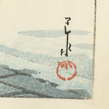 KAWASE HASUI (1883-1957), färgträsnitt. Japan, "Snow".